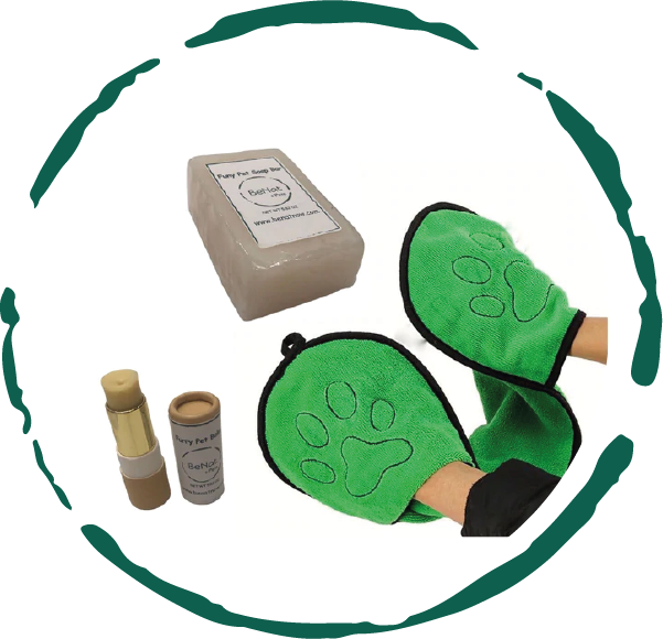 USA-Made 3-Pack Pet Grooming Bundle - Natural Shampoo, Paw Balm & Drying Towel