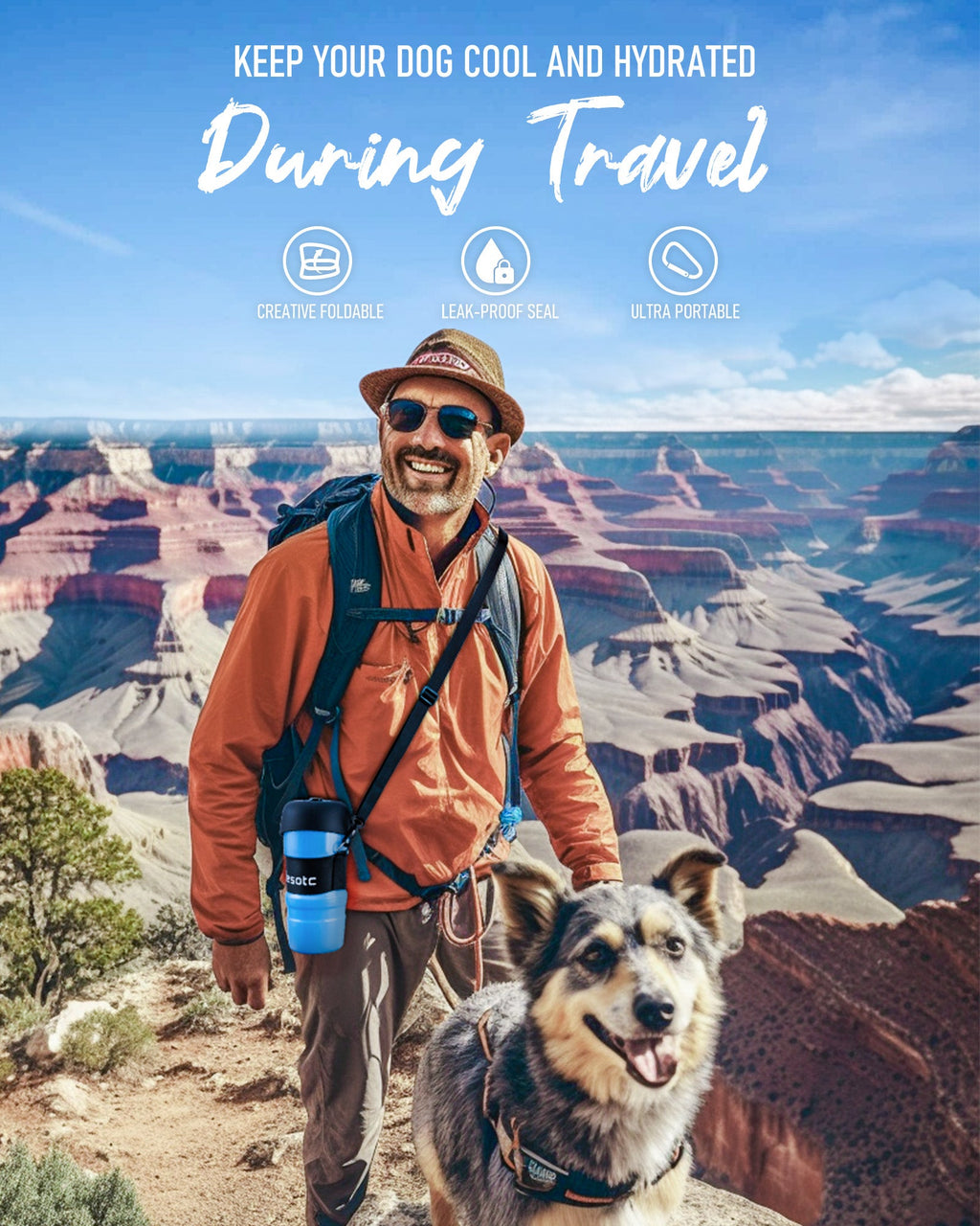 Foldable Dog Water Bottle - Collapsible Travel Bowl That Fits Anywhere!