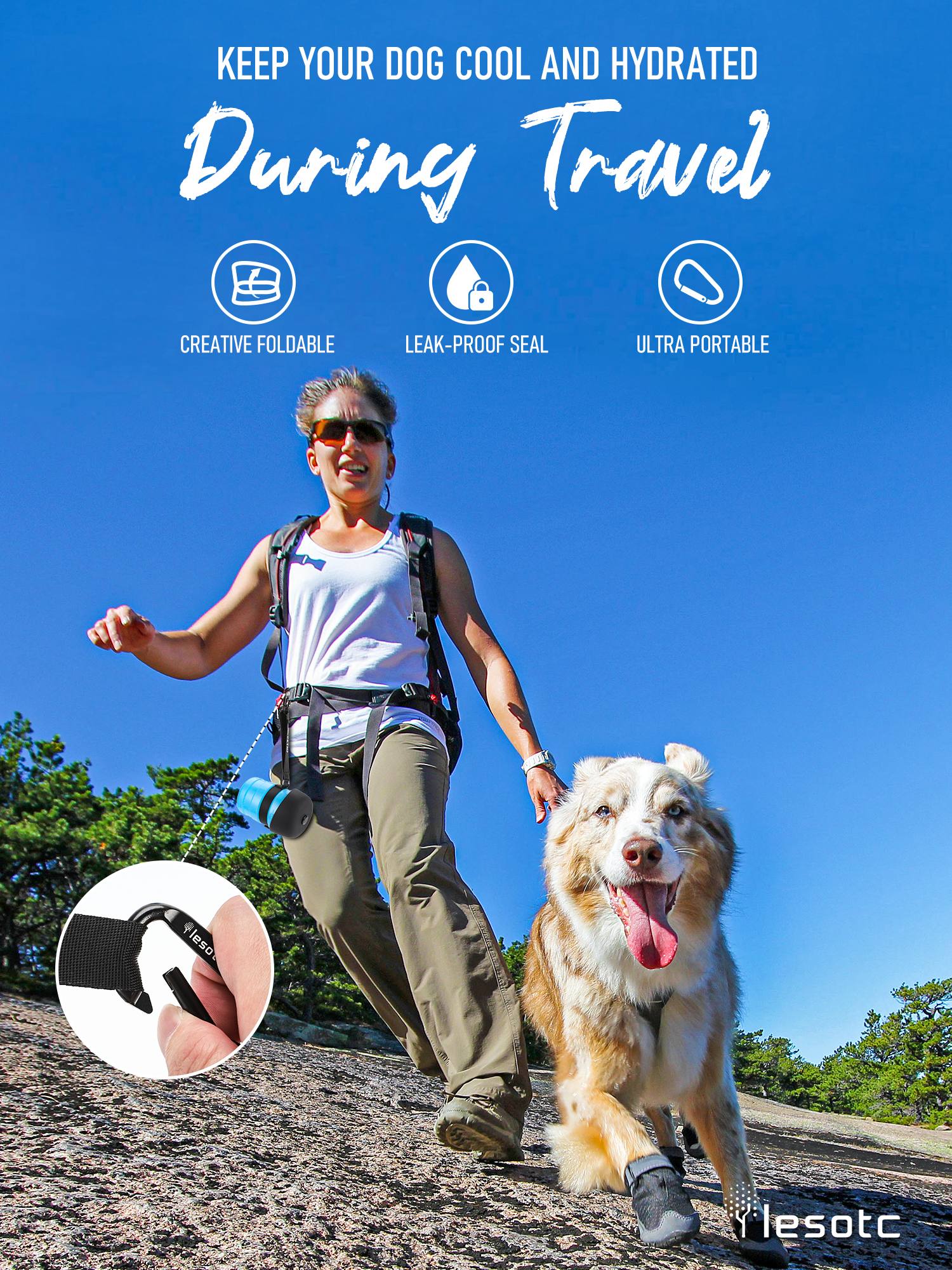 Foldable Dog Water Bottle - Collapsible Travel Bowl That Fits Anywhere!