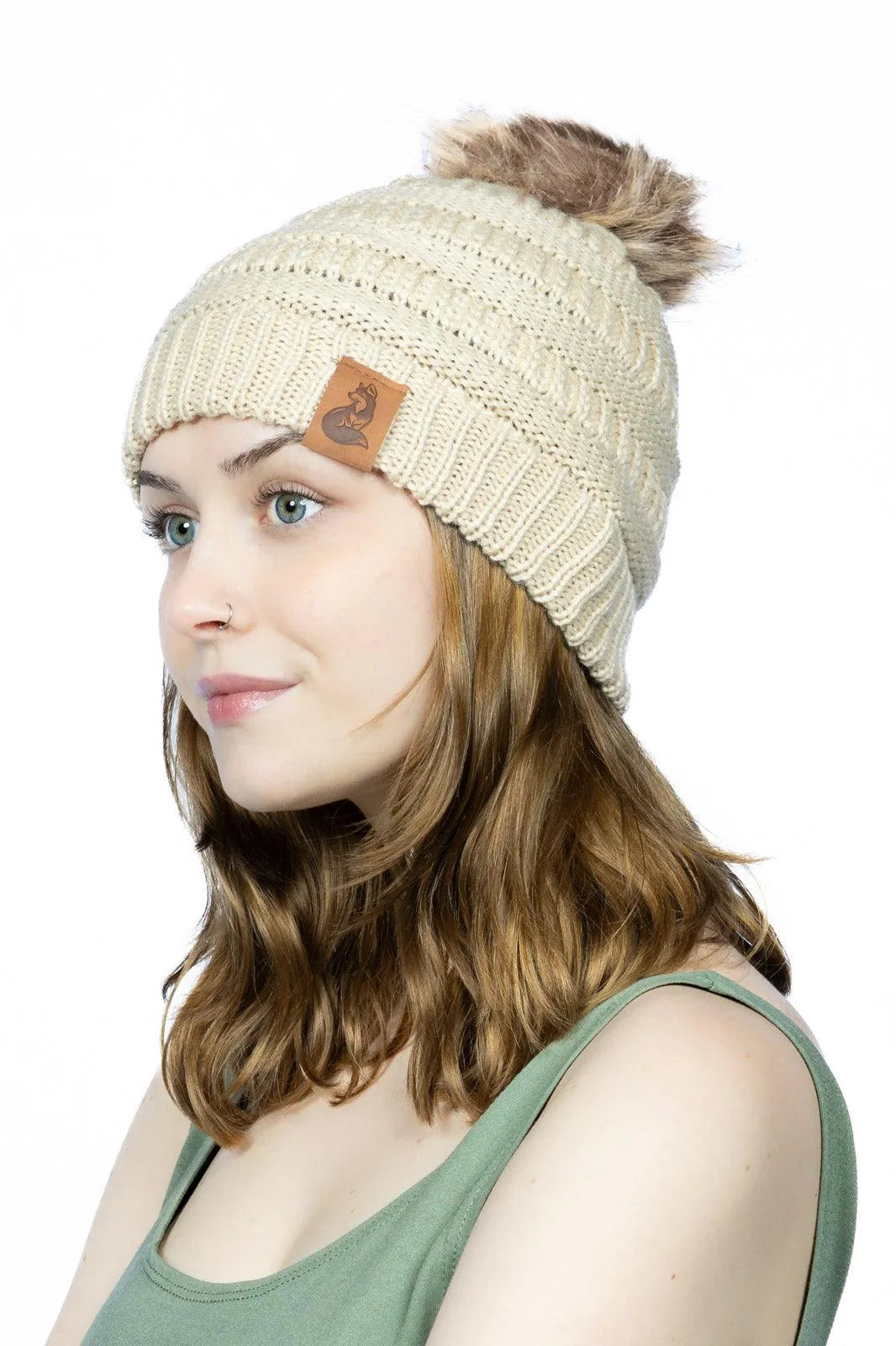 Biscotti Ribbed Knit Hat with Pom - Cozy Vegan Beanie Handcrafted in USA