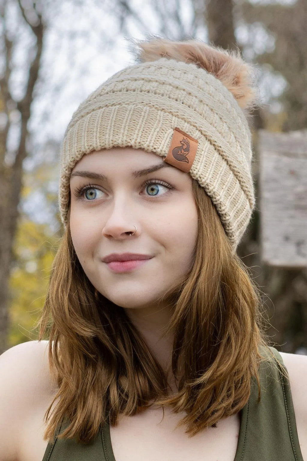 Biscotti Ribbed Knit Hat with Pom - Cozy Vegan Beanie Handcrafted in USA