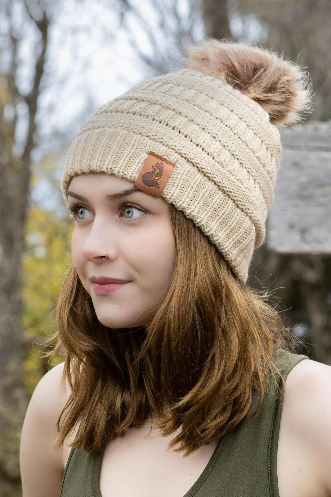 Biscotti Ribbed Knit Hat with Pom - Cozy Vegan Beanie Handcrafted in USA