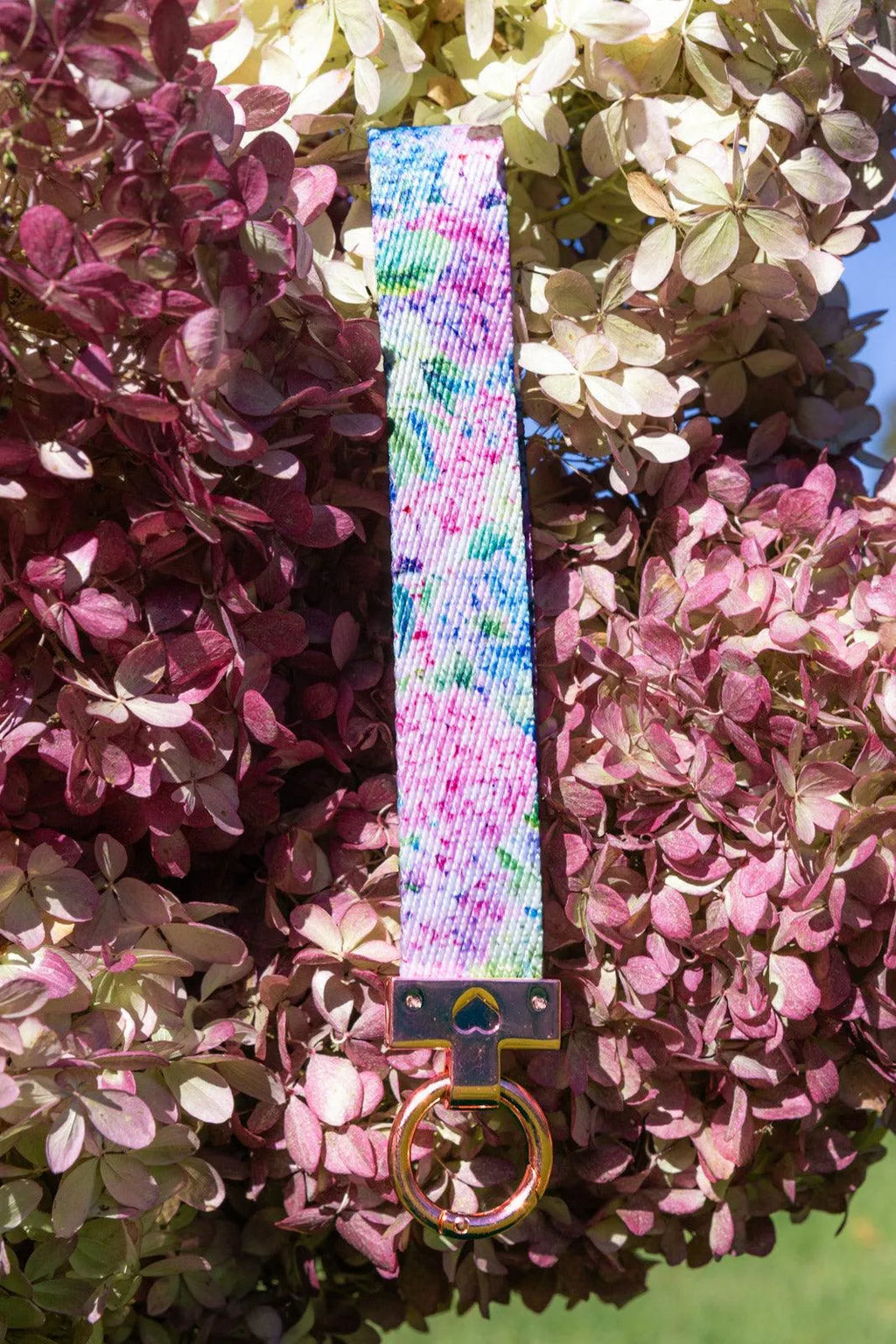 Hydrangea Haven Wristlet Keychain - Handcrafted in USA with Premium Vegan Leather