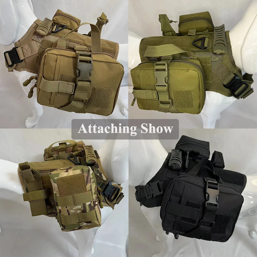 Tactical K9 Pack - 3-Piece MOLLE Harness Bag Set with Bottle Holder
