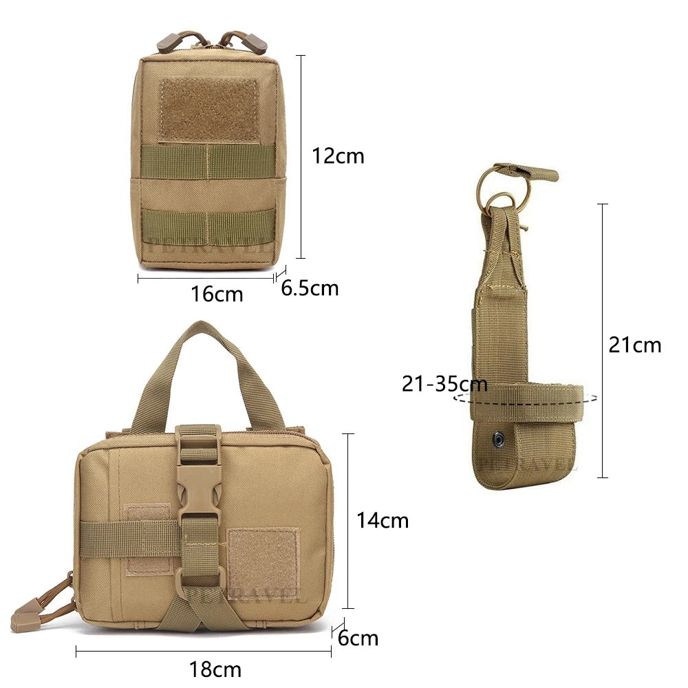 Tactical K9 Pack - 3-Piece MOLLE Harness Bag Set with Bottle Holder
