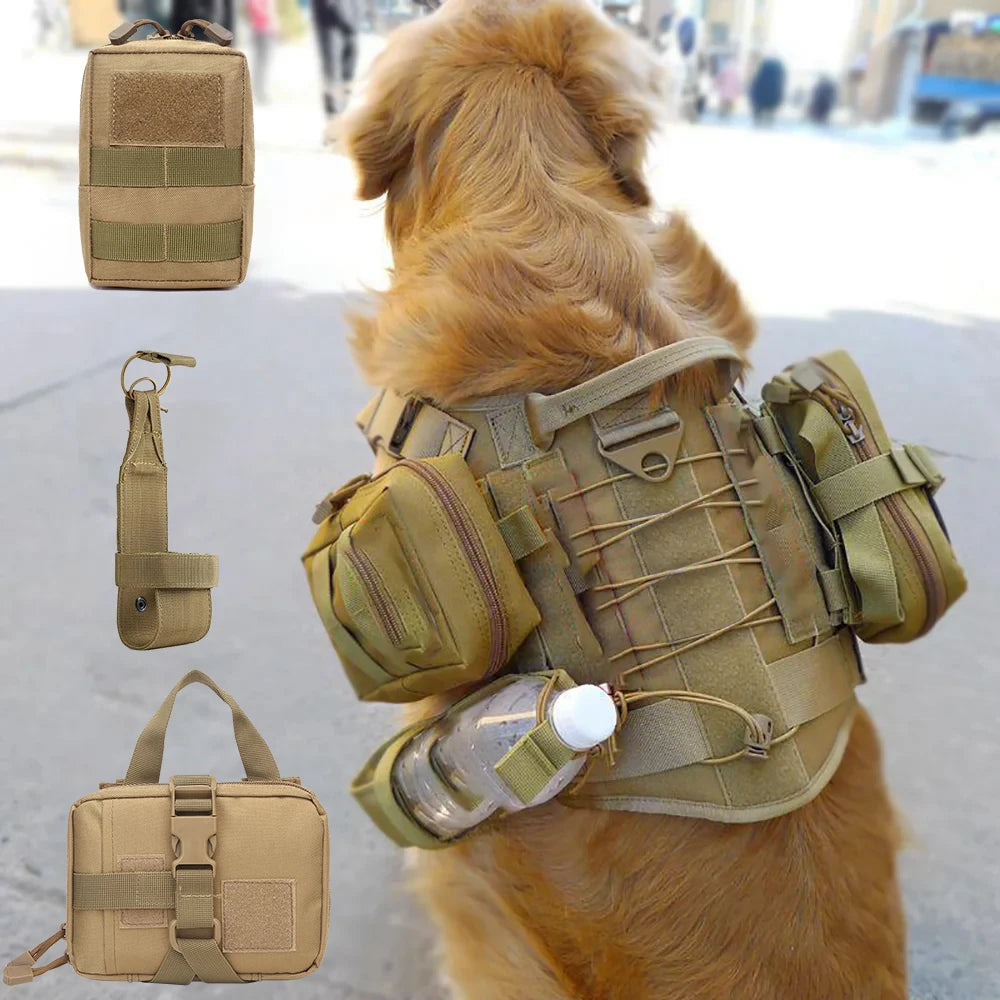 Tactical K9 Pack - 3-Piece MOLLE Harness Bag Set with Bottle Holder