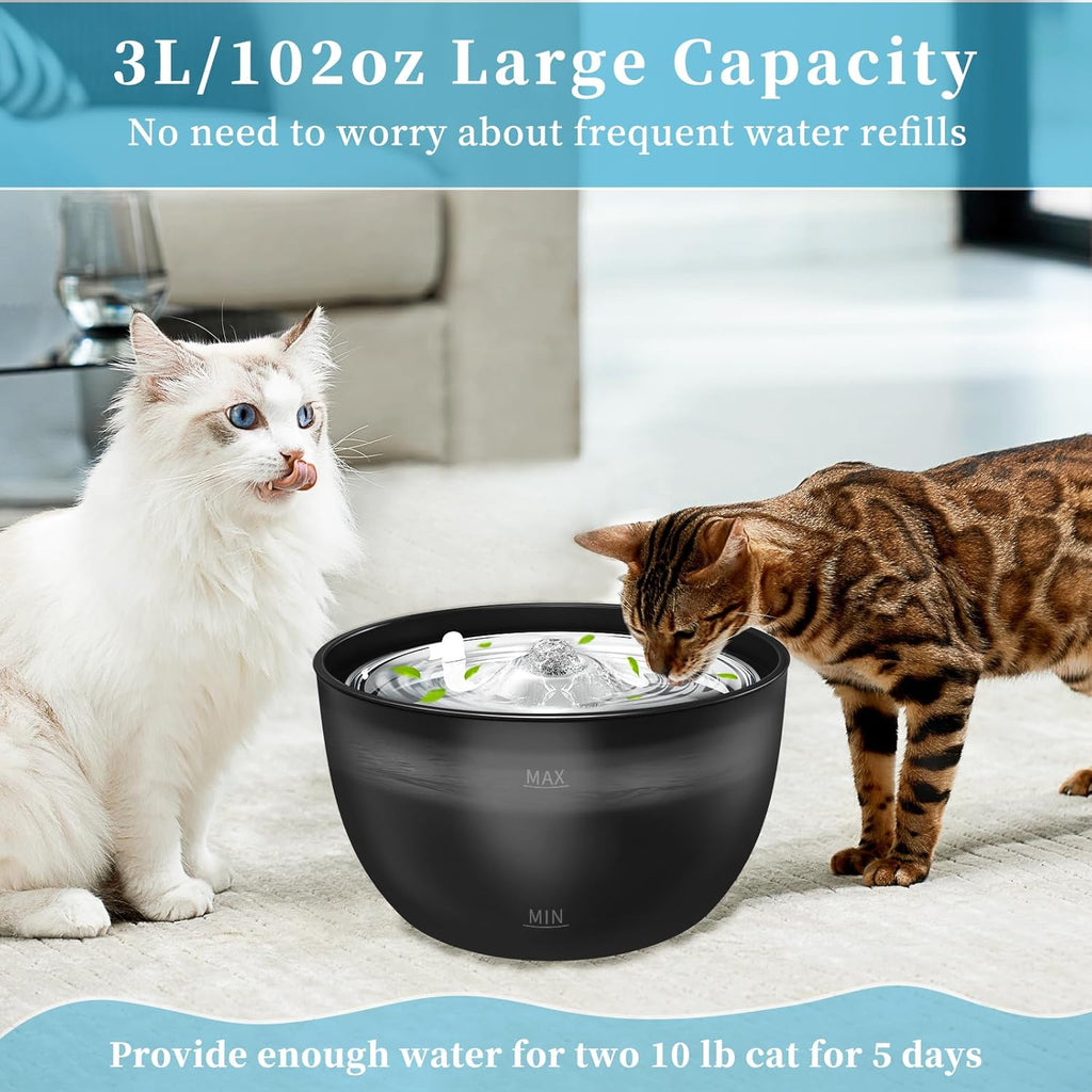 Cat Water Fountain - 102oz Stainless Steel Automatic Pet Water Dispenser