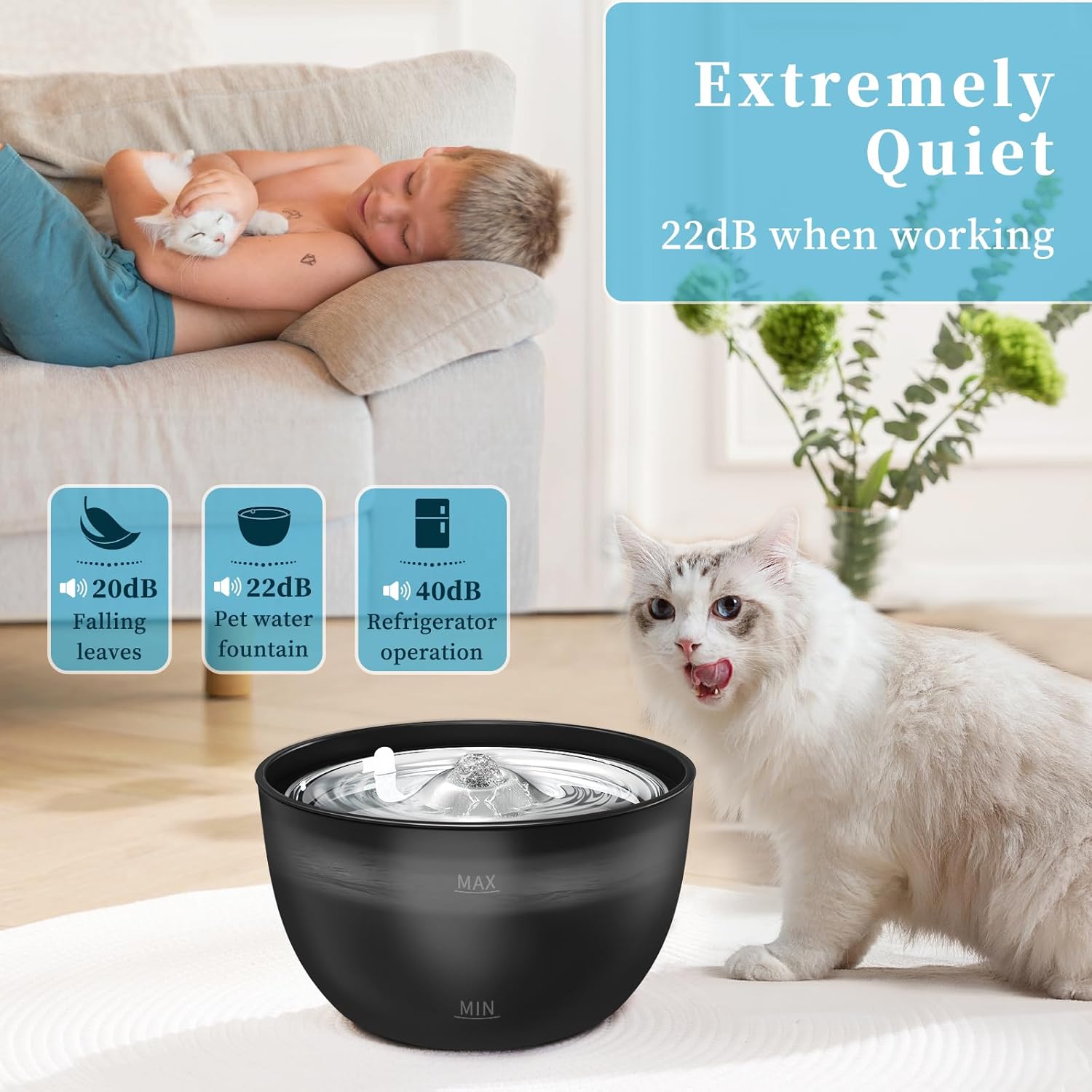 Cat Water Fountain - 102oz Stainless Steel Automatic Pet Water Dispenser