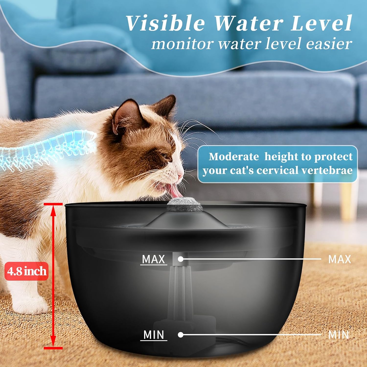 Cat Water Fountain - 102oz Stainless Steel Automatic Pet Water Dispenser